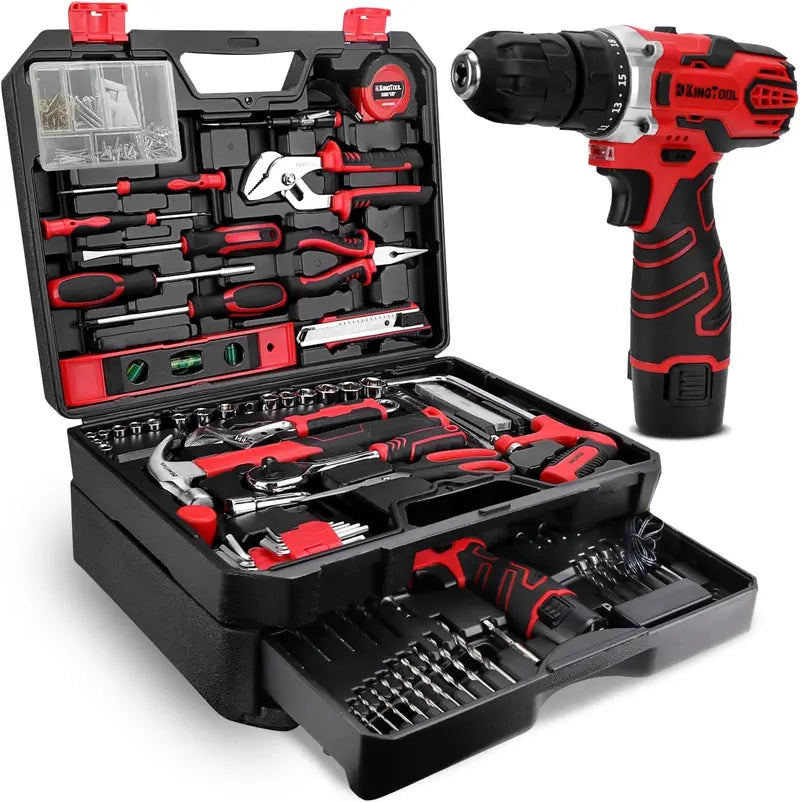 KingTool 276-Piece Cordless Tool Kit – Includes 12V Drill, Bits, and Organized Storage Case