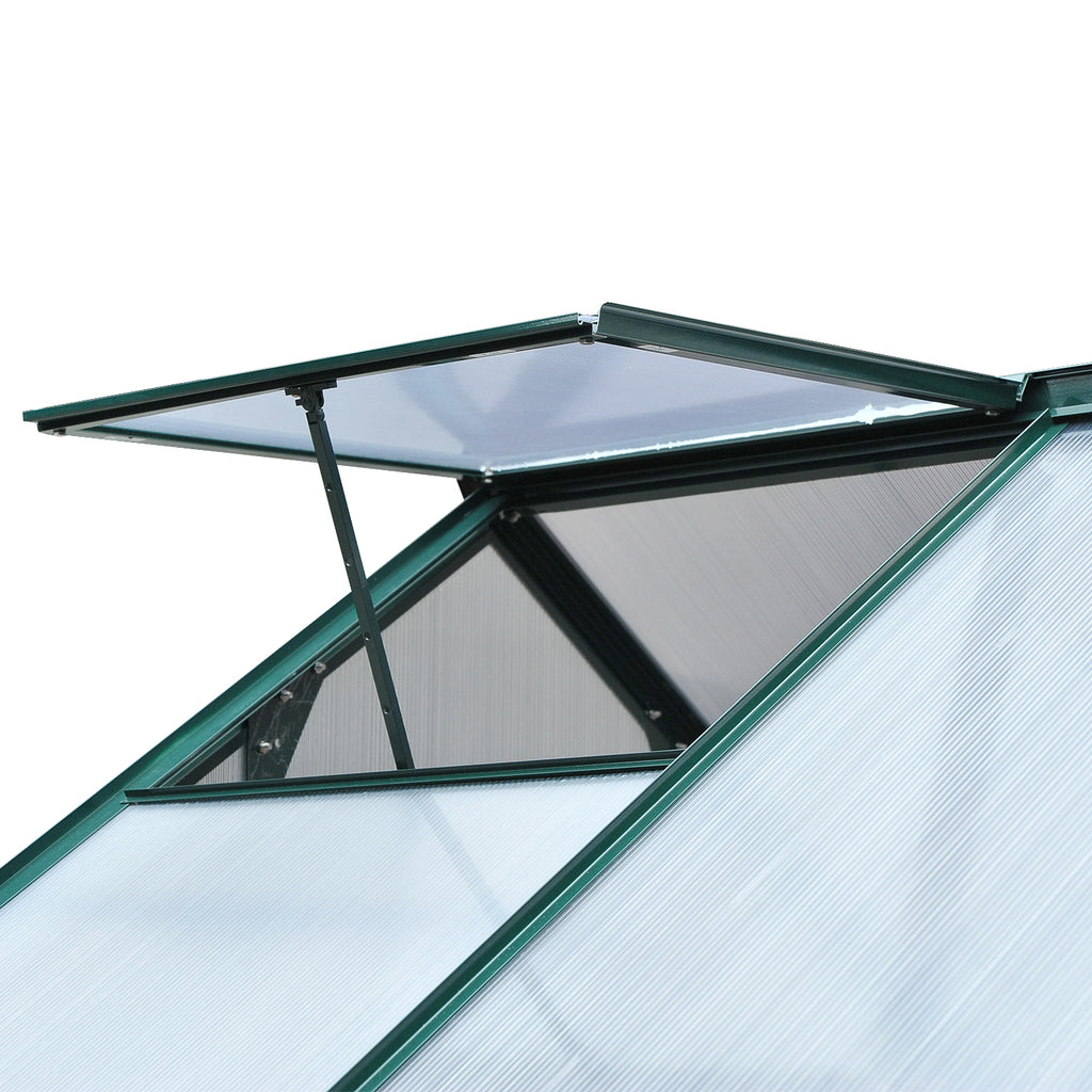 Outsunny Gewächshaus mit Dachfenster Aluminium Treibhaus 190 cm x 132 cm x 201 cm Grün + Transparent