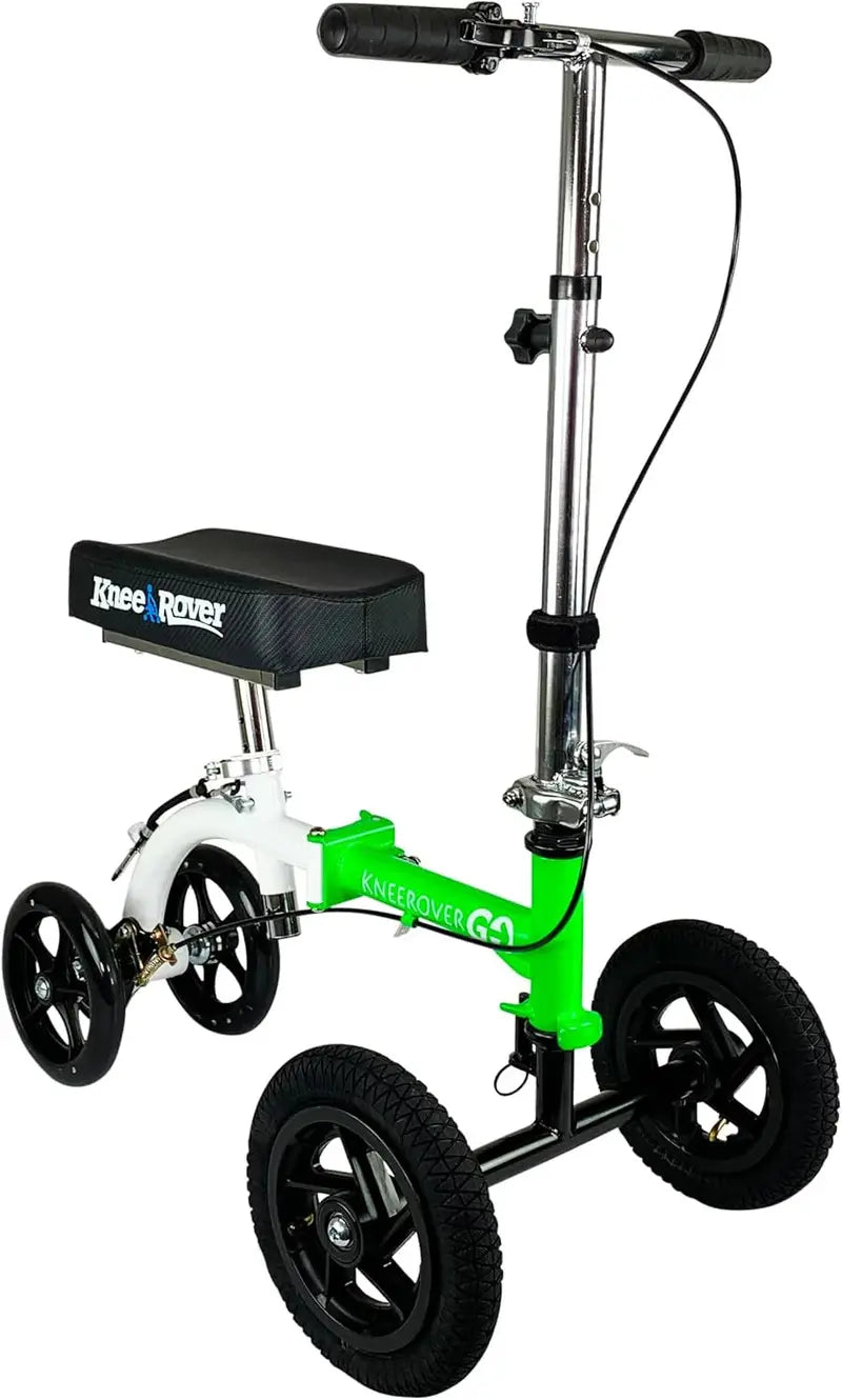 Hybrid All-Terrain Knee Scooter for Adults – Compact, Heavy-Duty Recovery Walker for Ankle/Foot Injuries (Green)