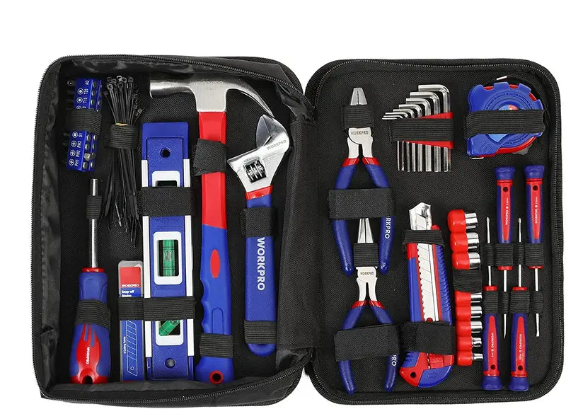 WORKPRO 100-Piece Household Tool Set – Kitchen Drawer & Home Repair Essentials with Carry Pouch