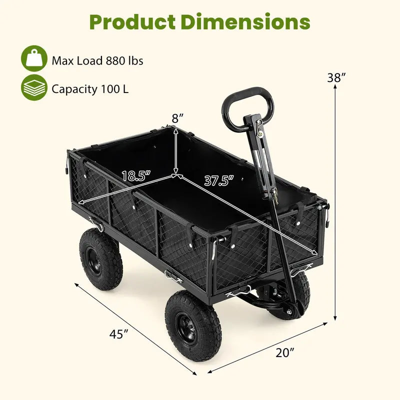 Heavy-Duty 880-Pound Capacity Garden Utility Cart