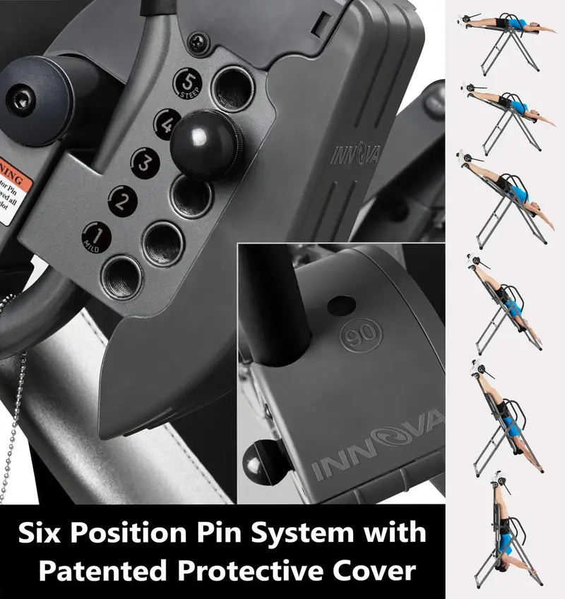 Innova ITX9688 Heavy Duty Inversion Table with Adjustable Headrest & 6-Angle Pin System, 300 lb Capacity