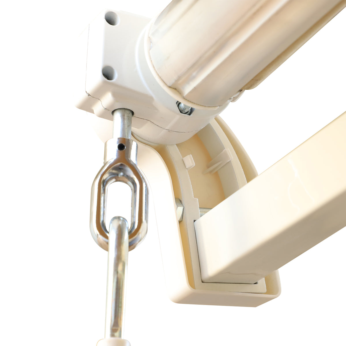Outsunny Markise, Sonnenschutz, einfahrbar, mit Handkurbel, Metallrahmen, Polyester, Weiß+Beige, 3,95 x 2,45 m