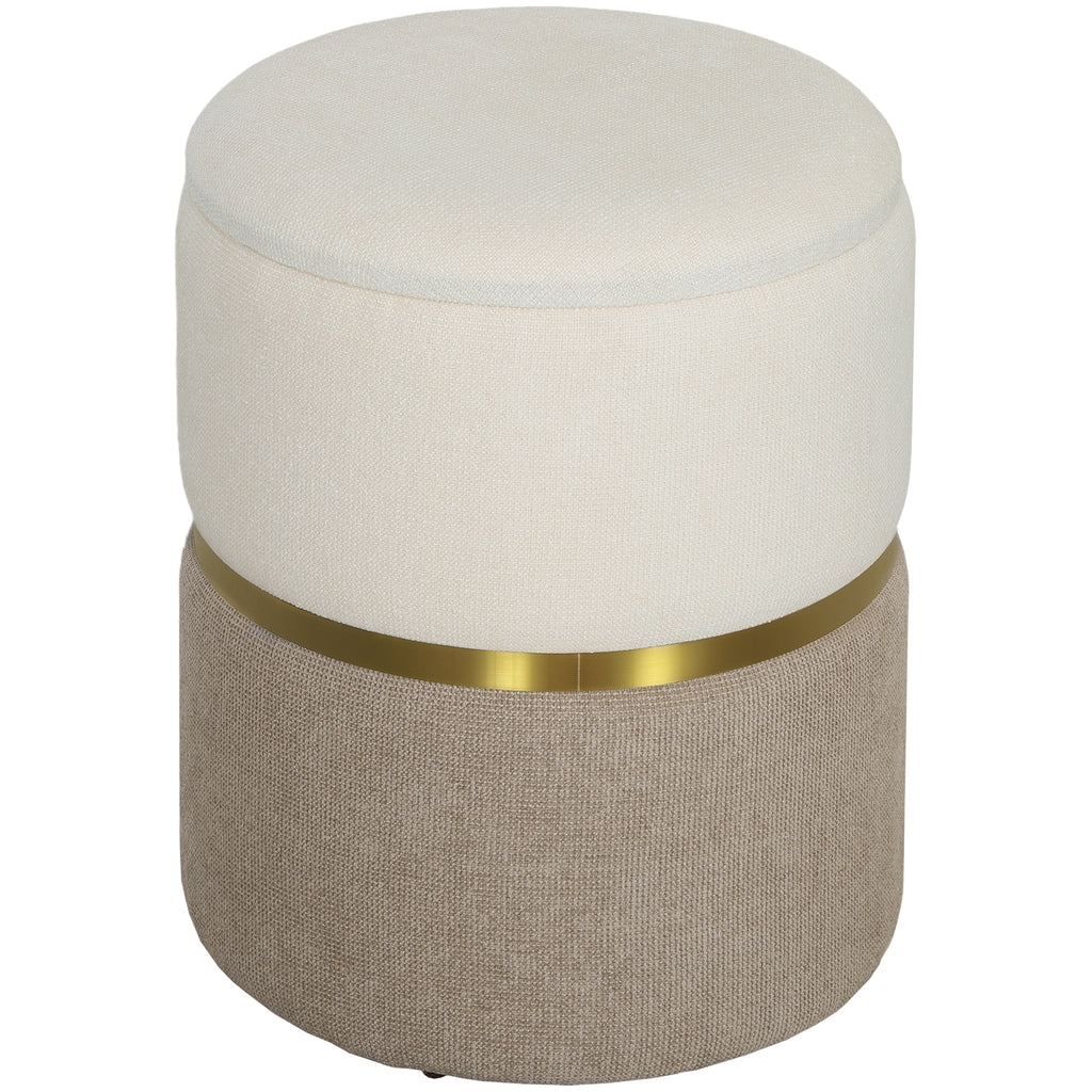 HOMCOM Sitzhocker mit Stauraum Hocker mit Deckel, Metallring, zweifarbig Design 36 x 36 x 44 cm Cremeweiß
