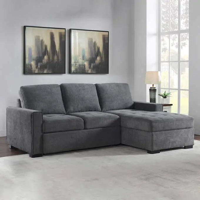 Kendale Modern Sleeper Sofa with Integrated Storage Chaise and Pull-Out Mattress