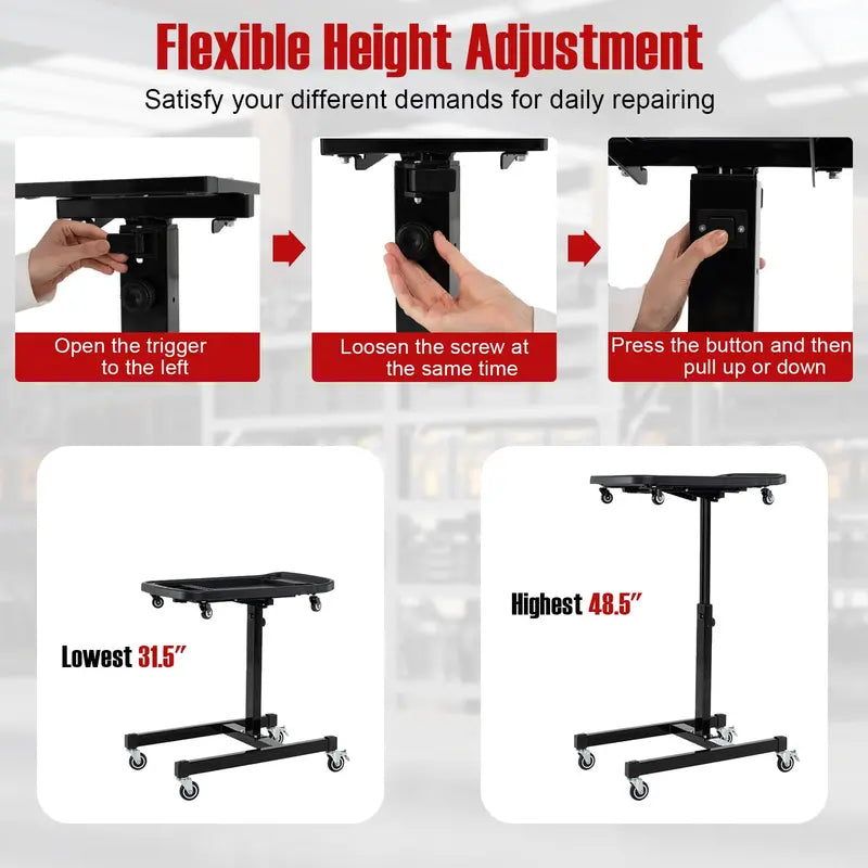 Height-Adjustable Workbench – 31.5″ to 48.5″ Range with Modular Part Tray