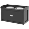 PawHut Erhöhte Hundeschalen aus Edelstahl und Holz mit Schublade, 60x30x36cm, Schwarz