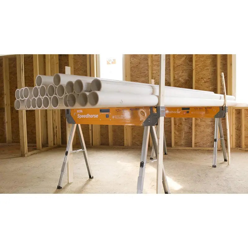 H-Style Steel Sawhorse – 30-Inch Height, Auto-Release Legs, 2-Pack