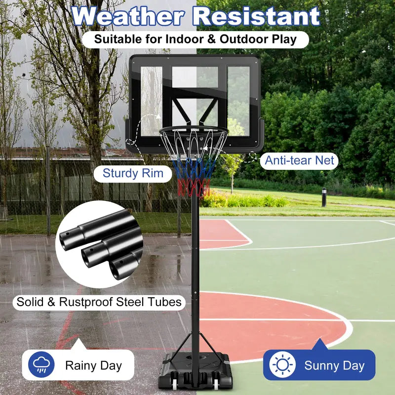 Height-Adjustable Portable Basketball Hoop – 5-Tier Outdoor Goal System (8–10 ft Range)