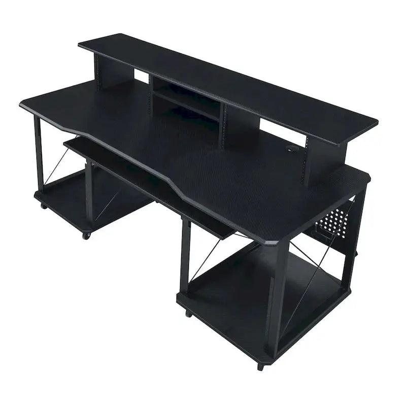 Portable Rectangular Music Desk – 8-Caster Mobility Base with Dedicated Keyboard Tray