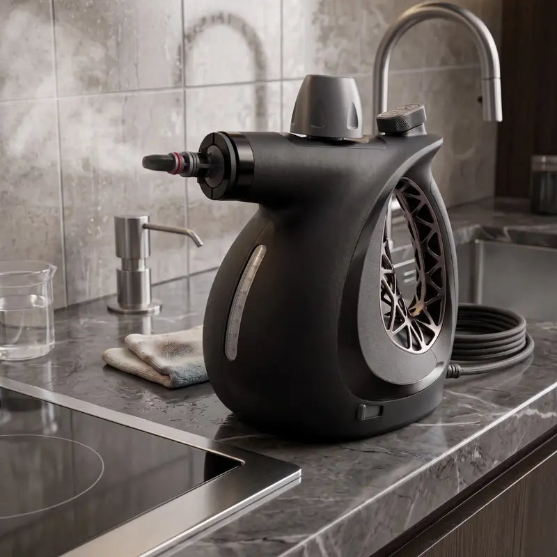 Handheld Steam Cleaner with Pressurized Steam Output and Versatile Multi-Tool Accessory Set