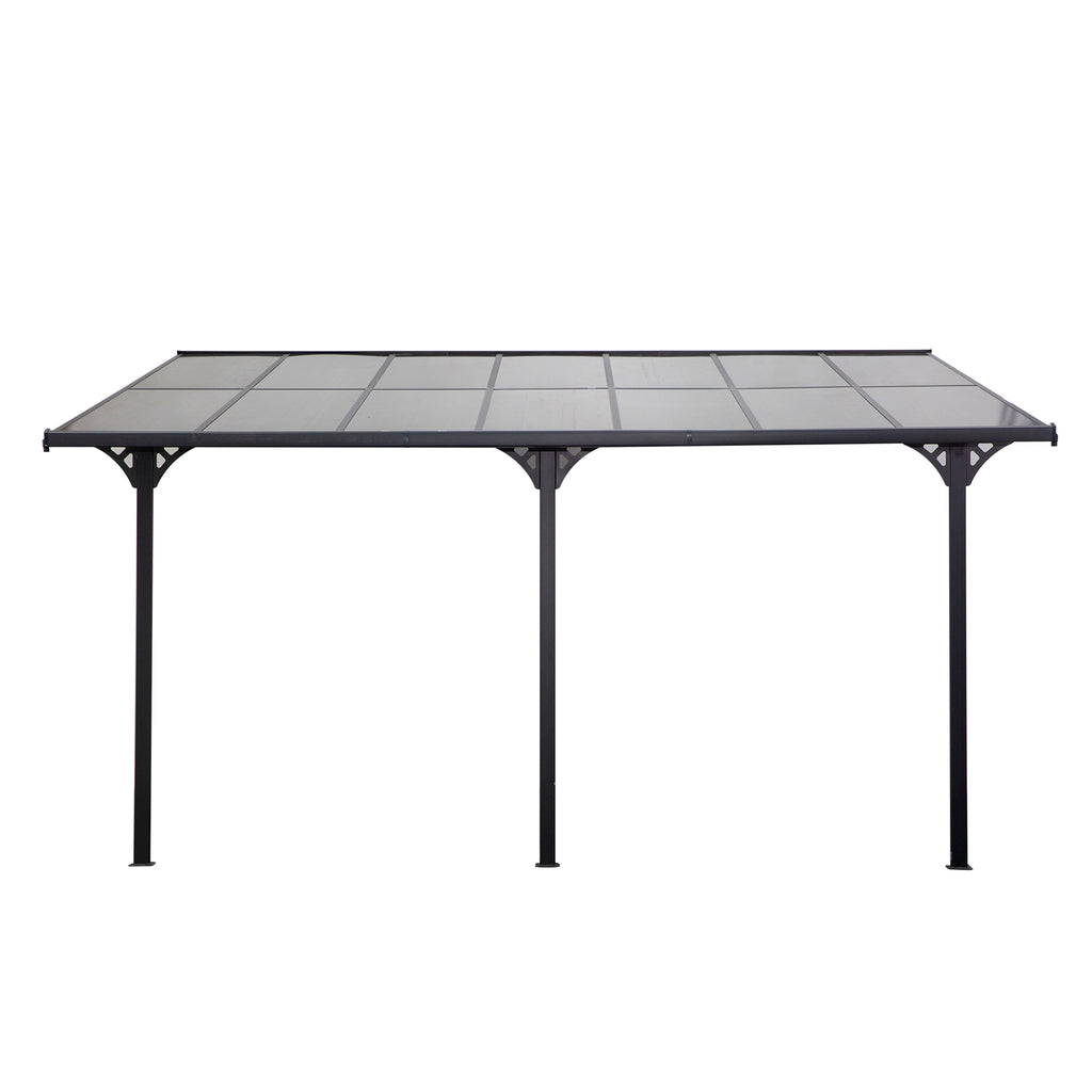 Outsunny Pergola Pavillon  4.35 x 3.02 m Gartenpavillon Überdachung Zelt 231-250 cm höhenverstellbar Sonnenschutz Terrassendach Anbaupavillion Aluminium Grau