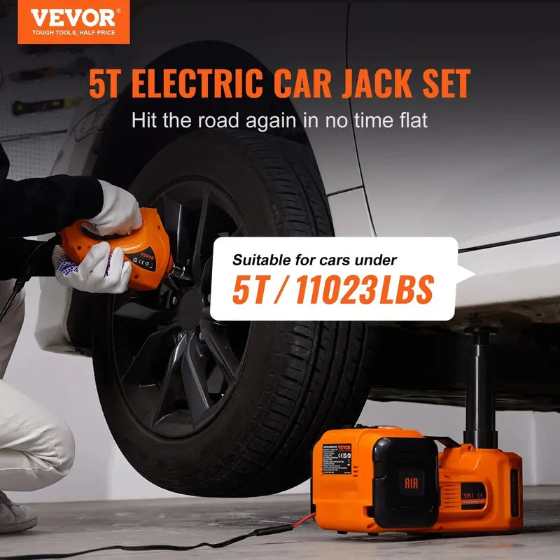 VEVOR 5-Ton Electric Car Jack with Integrated Impact Wrench – 11,023 LB Capacity