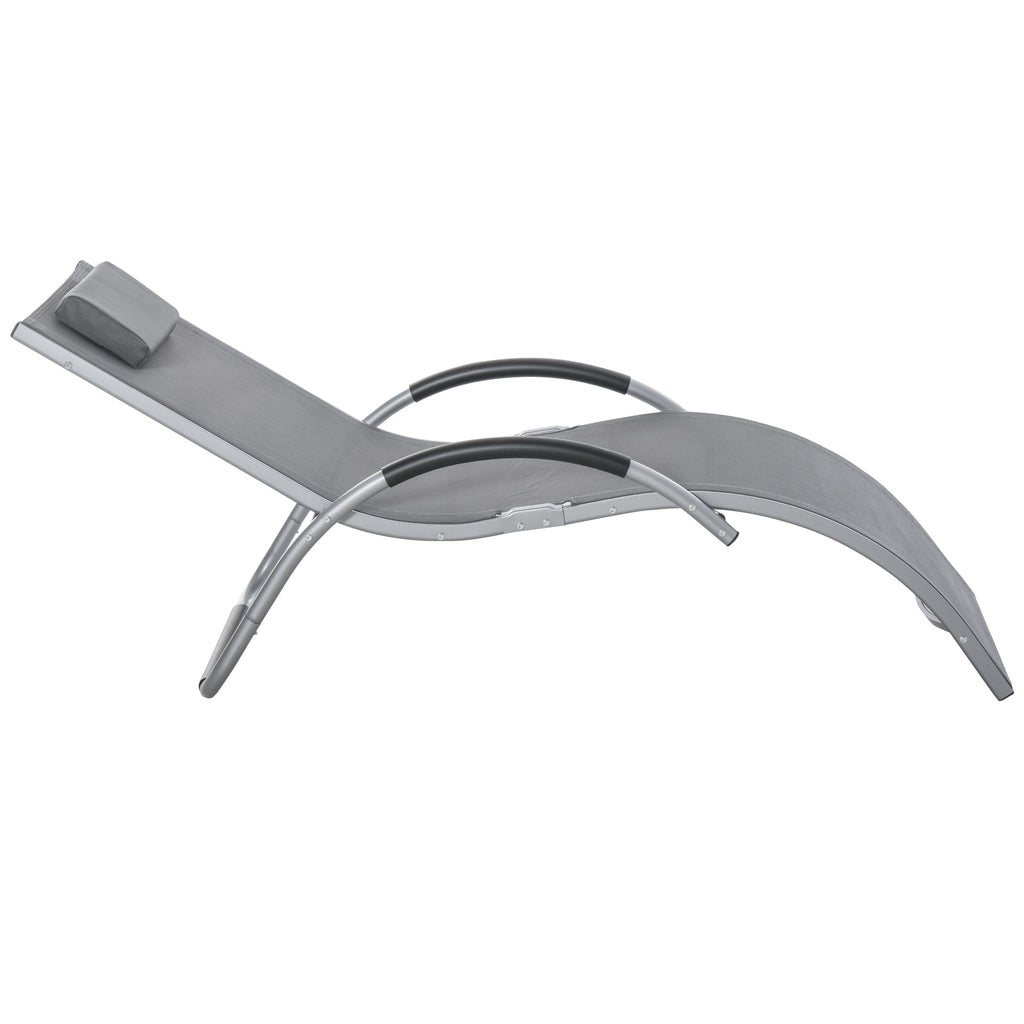 Outsunny Gartenliegen mit Kissen Sonnenliege Relaxliege ergonomisch Aluminium Texteline Dunkelgrau 160 x 60 x 65 cm