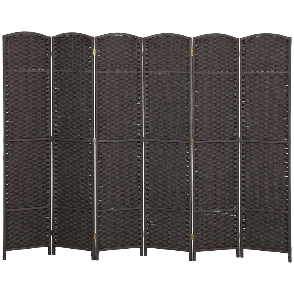 HOMCOM 6-teiliger Raumtrenner, Faltbarer Sichtschutz, Sichtschutzwand für Wohnzimmer, Schlafzimmer, Homeoffice, Braun