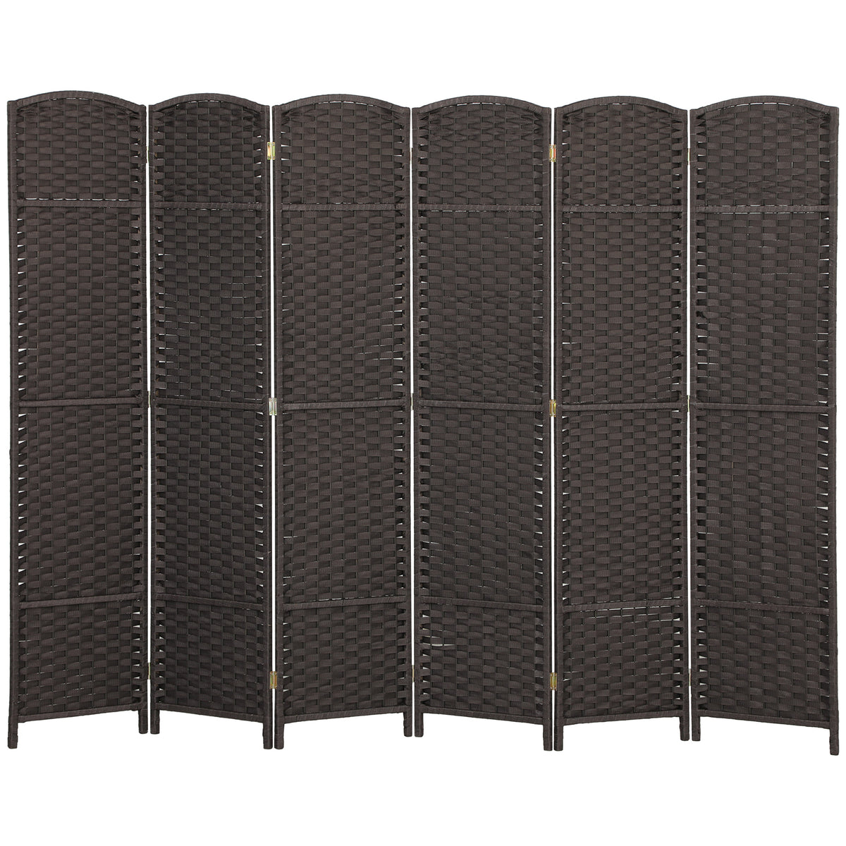 HOMCOM 6-teiliger Raumtrenner, Faltbarer Sichtschutz, Sichtschutzwand für Wohnzimmer, Schlafzimmer, Homeoffice, Braun