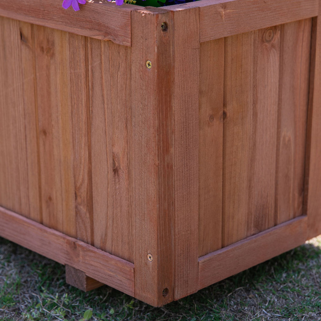 Outsunny Hochbeet Pflanzenkasten mit Rankgitter, Spalier Pflanzkübel, Blumenkasten Holz, 72,5x31,5x149,5cm für Garten Balkon Terasse, Blumenkübel für Kletterpflanzen, Blumen, Orange