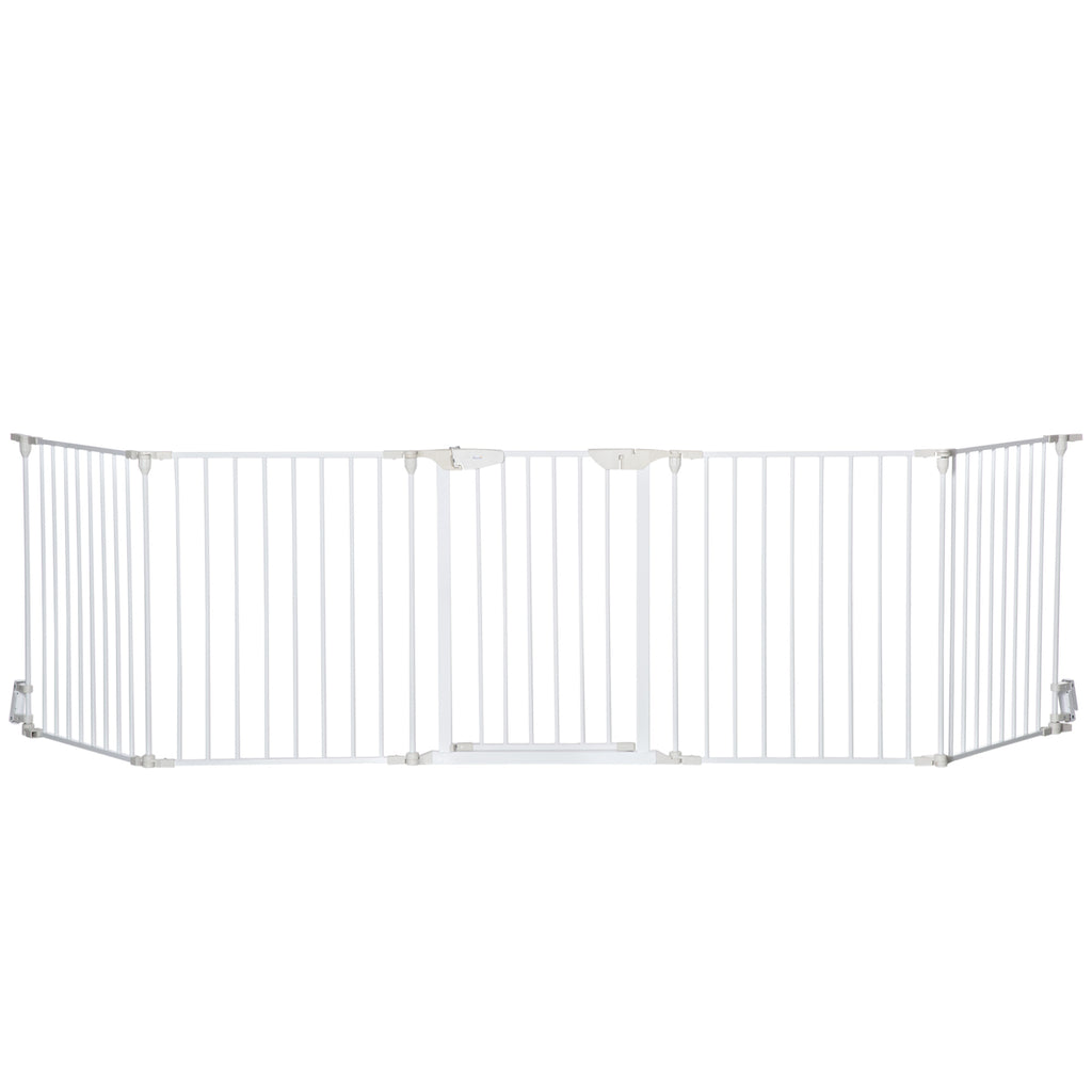 PawHut Modularer faltbarer Hundeparkzaun mit integrierter Tür 300L max. x 74,5H cm Metall PP Weiß