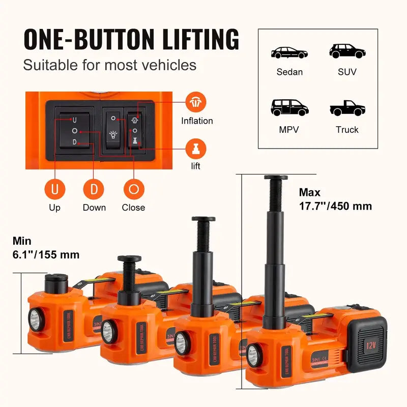 VEVOR 5-Ton Electric Car Jack with Integrated Impact Wrench – 11,023 LB Capacity