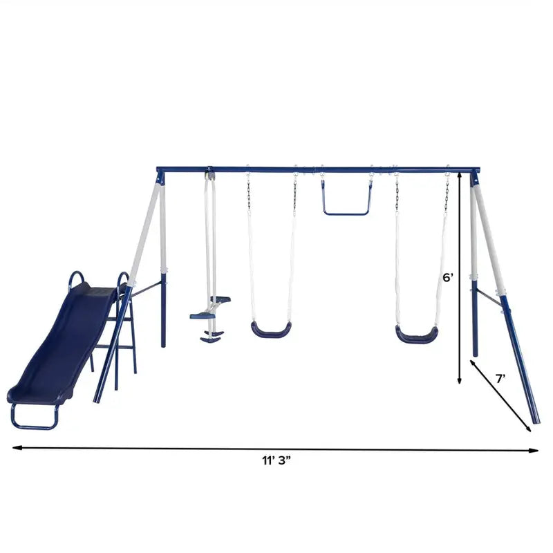 Outdoor Kids Swing Set – Backyard Playset Featuring Slide & Safety Features