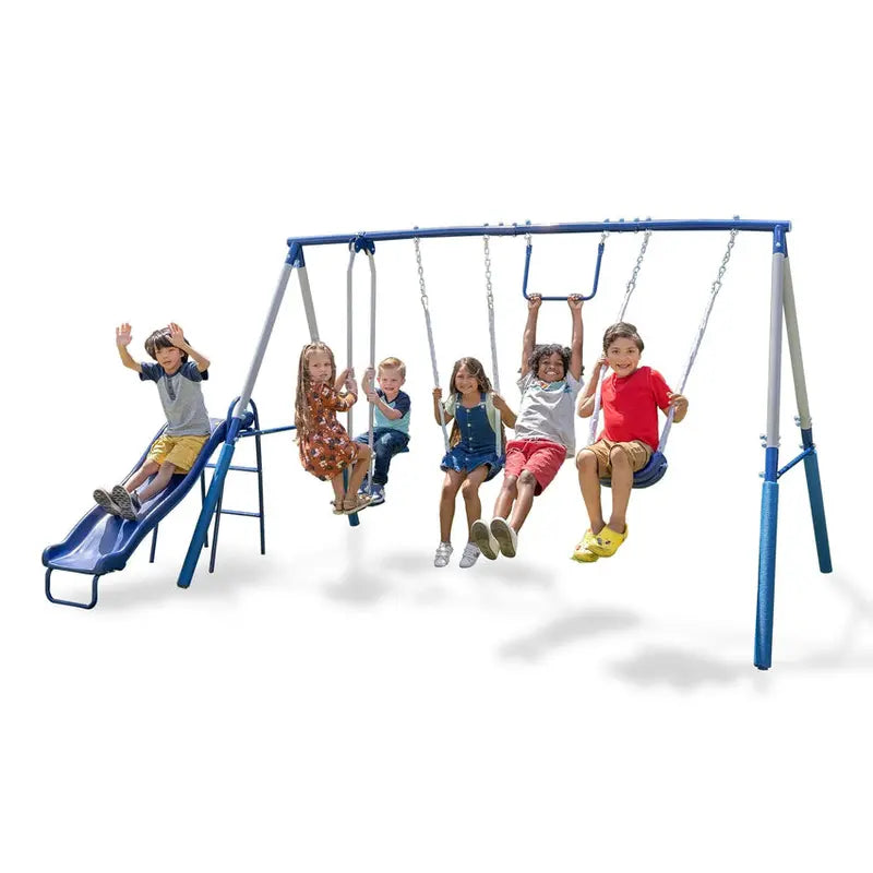 Outdoor Kids Swing Set – Backyard Playset Featuring Slide & Safety Features