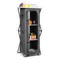 Pop-Up Camping Kitchen Station with Three-Tier Folding Storage Cabinet
