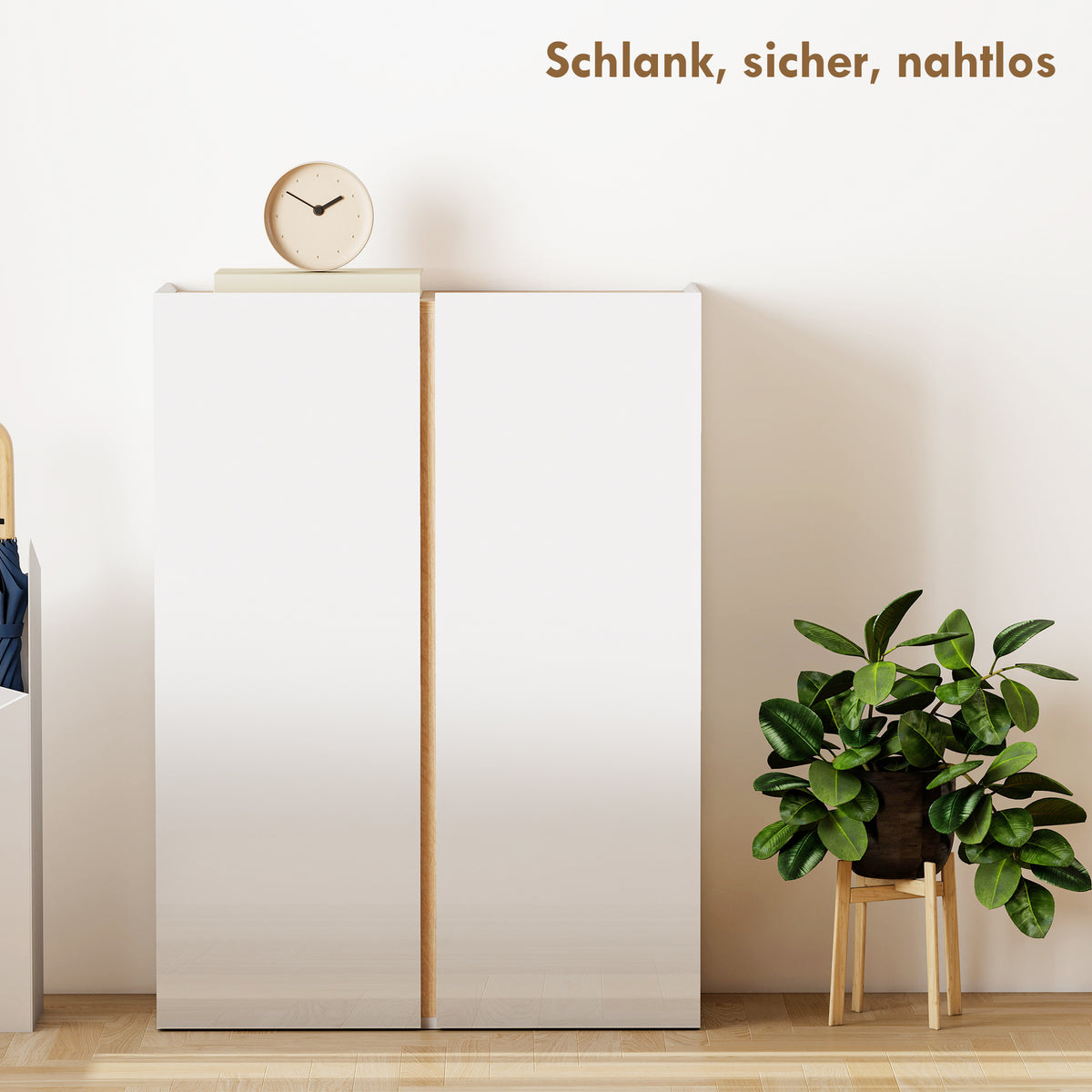 HOMCOM Schuhschrank mit Soft-Close-Funktion, 6-stufiges Design ohne Griffe, fasst bis zu 18 Paare, für Flur, Eingangsbereich, Holz, Weiß