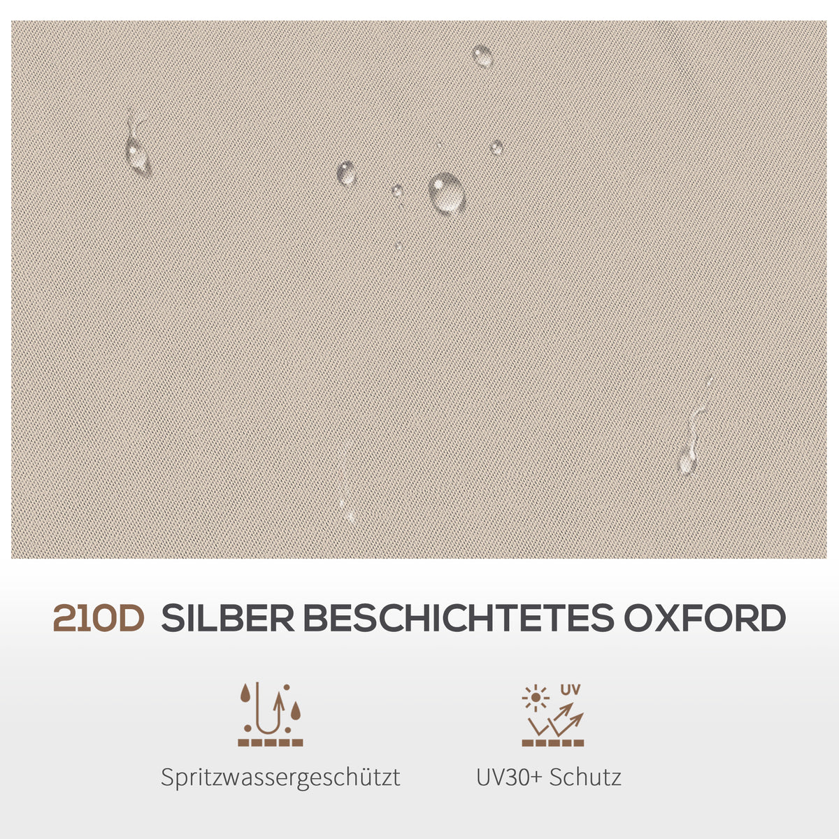 Outsunny Ersatzdach für Gartenzelt, Gartenzeltdach, wetterbeständig, 30+ UV, 325 x 325 cm, Beige