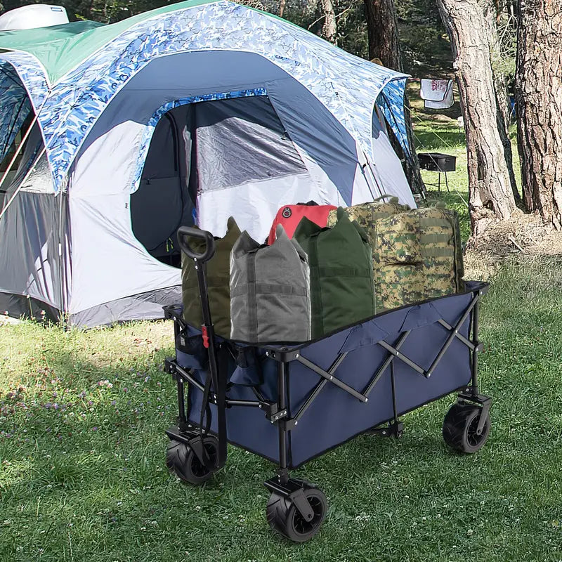 Heavy-Duty Collapsible Utility Wagon with Adjustable Telescoping Handle