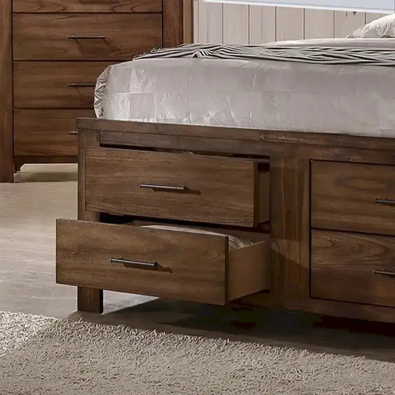Walnut-Finished Underbed Storage System with 6 Slim Drawers