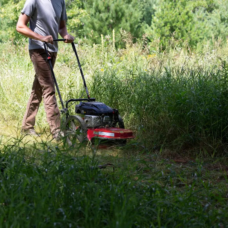 Viper 4-Cycle Walk-Behind String Trimmer Mower – 160cc Engine, 22″ Cutting Width, Never-Go-Flat Wheels, Adjustable Handle