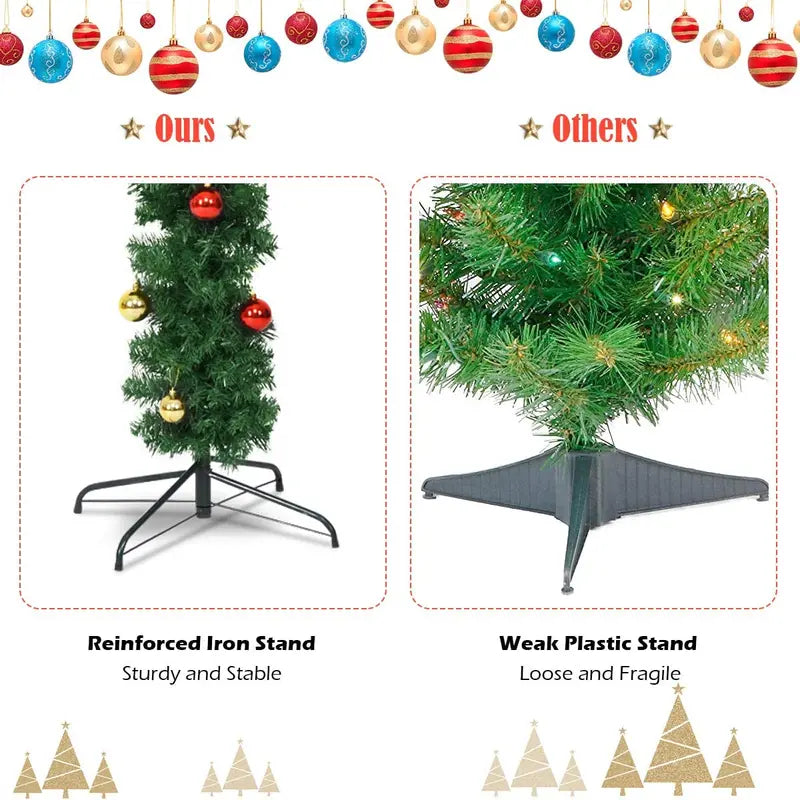 Pre-Lit Cactus-Themed Artificial Christmas Tree – Festive LED Illuminated Design with Ornaments