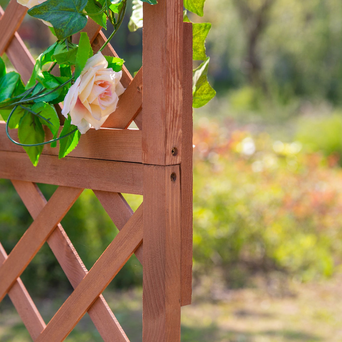 Outsunny Hochbeet Pflanzenkasten mit Rankgitter, Spalier Pflanzkübel, Blumenkasten Holz, 72,5x31,5x149,5cm für Garten Balkon Terasse, Blumenkübel für Kletterpflanzen, Blumen, Orange