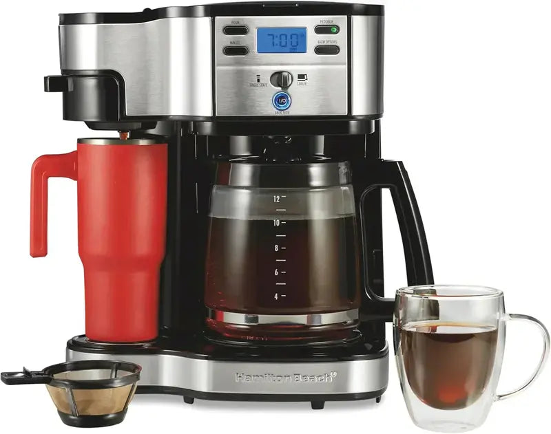 Hamilton Beach 12-Cup 2-Way Programmable Coffee Maker – Drip & Single-Serve with Glass Carafe