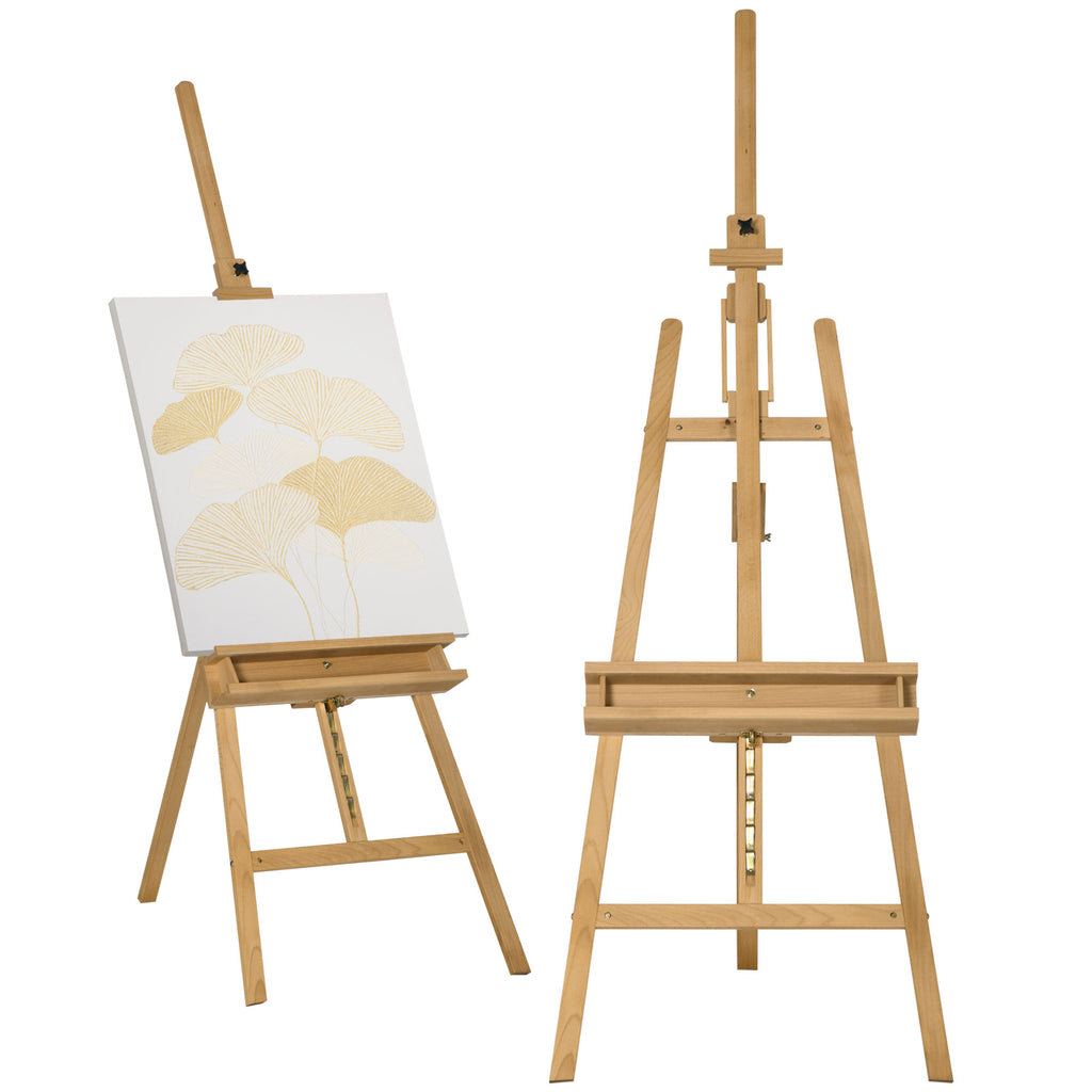 Vinsetto Staffelei, Holzstaffelei, höhenverstellbar, klappbar, Stiftablage, Buchenholz, 65 x 110 x 180-235 cm