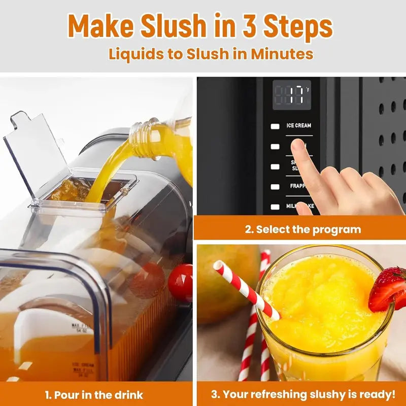 Professional Slushie Machine — No Ice Needed, LED Touchscreen, 6 Preset Programs, Frozen Drink Maker for Margaritas, Frappés & More