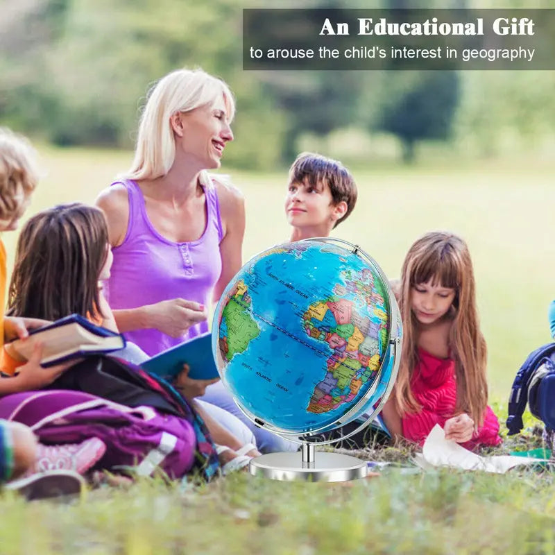 Illuminated Desktop World Globe — Educational LED-Lit Geographic Model