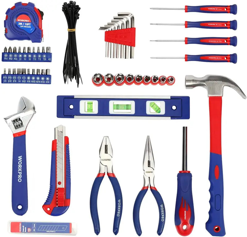 WORKPRO 100-Piece Household Tool Set – Kitchen Drawer & Home Repair Essentials with Carry Pouch