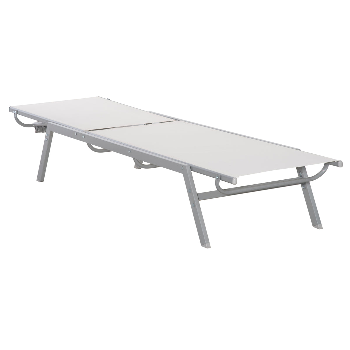 Outsunny Garten-Sonnenliege Relaxliege mit 5-stufige Rückenlehne aus Metall Cremeweiß 170 x 58 x 97 cm