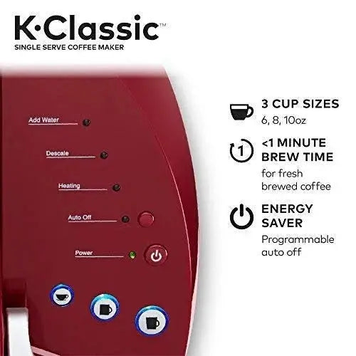 Keurig K-Classic Single-Serve Coffee Brewer – Sleek Rhubarb Finish, Programmable Timer