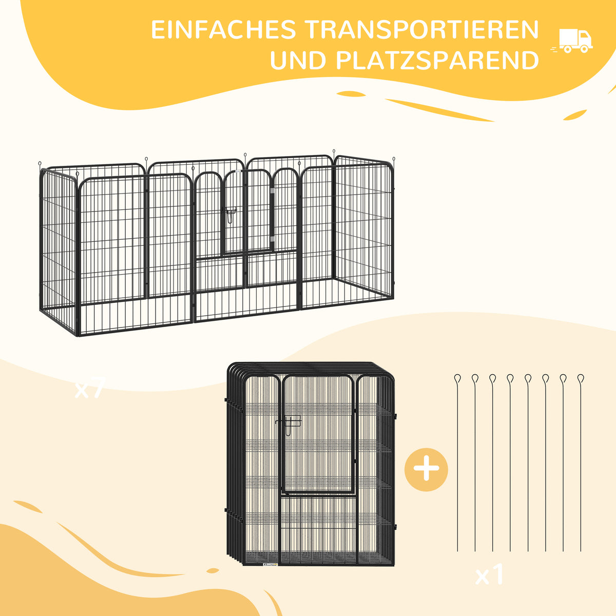 PawHut Welpenauslauf Freigehege Laufstall für Haustier Laufgitter Laufstall Hundegehege individuell gestaltbare Form mit Tür Metall 80 x 100 cm  Schwarz