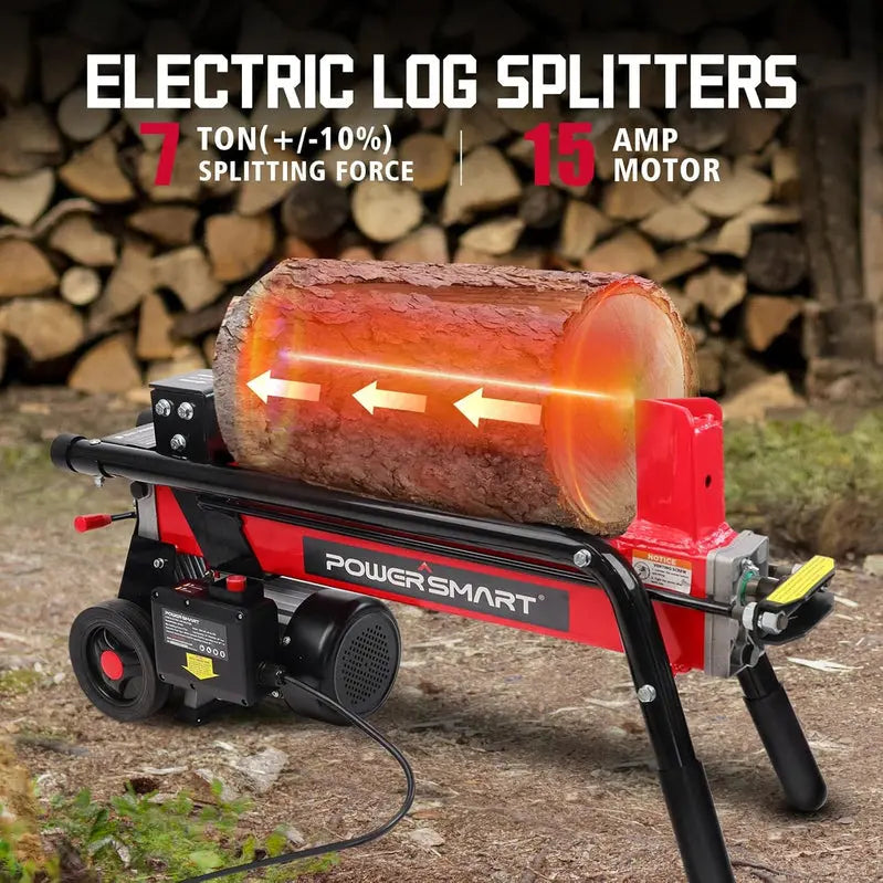PowerSmart 7-Ton Electric Log Splitter – 15-Amp Motor, 3500 PSI Efficient Wood Processing Tool