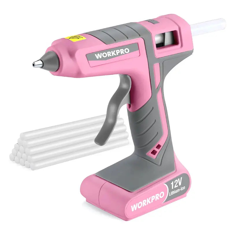 WORKPRO 12V Cordless Hot Melt Glue Gun – Full-Size, Rechargeable Design