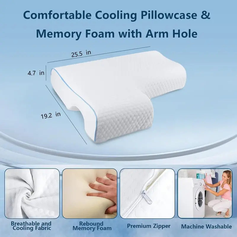 OrthoCuddle Couple Pillow – Memory Foam Arm Tunnel Design for Shared Comfort