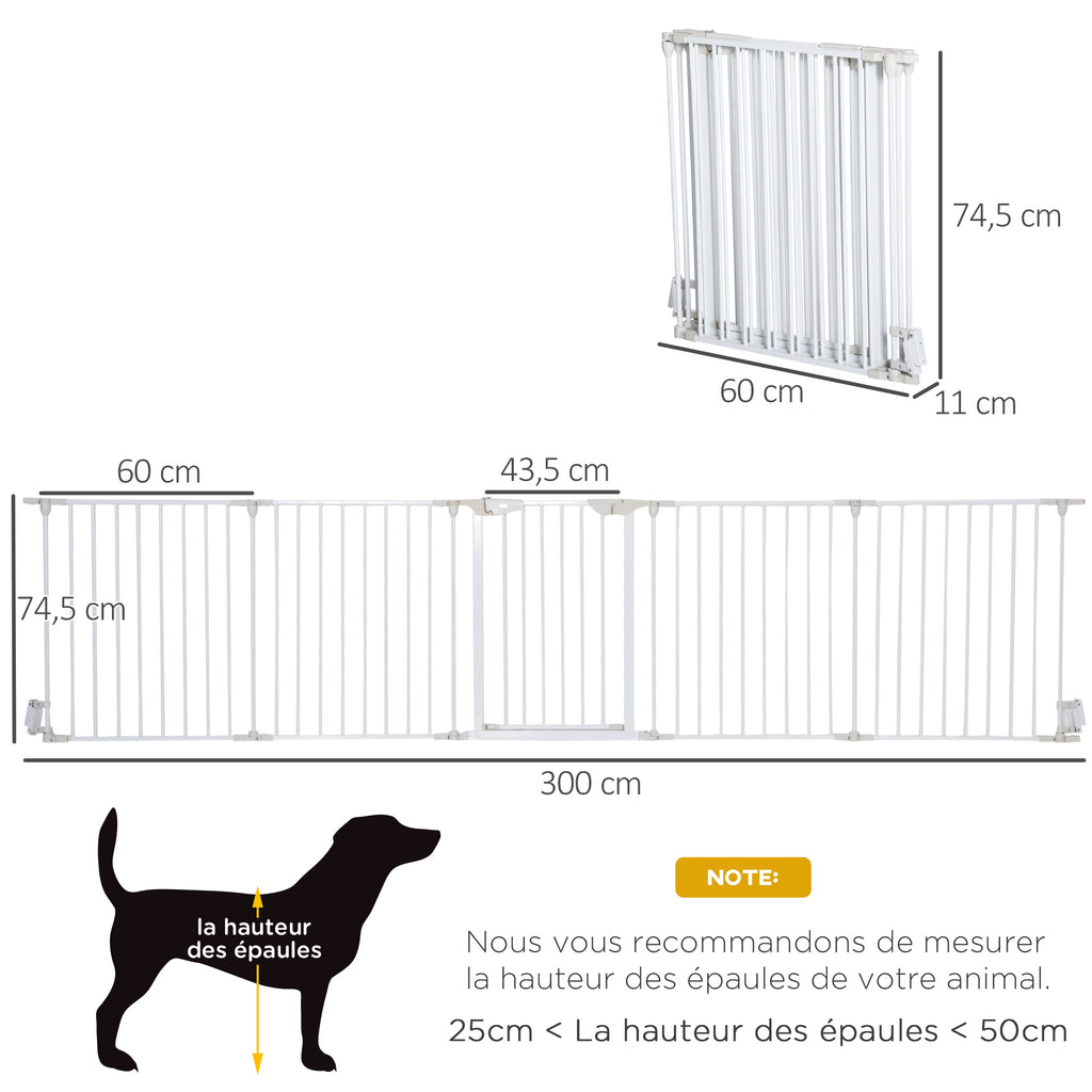 PawHut Modularer faltbarer Hundeparkzaun mit integrierter Tür 300L max. x 74,5H cm Metall PP Weiß