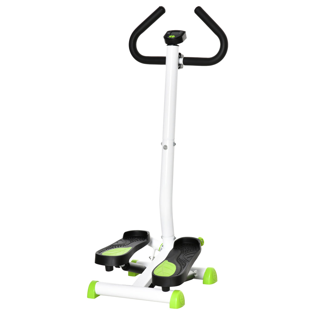 HOMCOM Stepper Fitnessgerät, LCD-Monitor, rutschfeste Pedale, Stahl und ABS, 55x44x108 cm, Grün+Schwarz