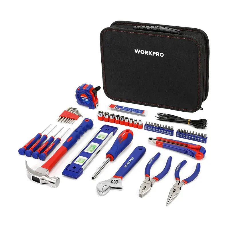 WORKPRO 100-Piece Household Tool Set – Kitchen Drawer & Home Repair Essentials with Carry Pouch