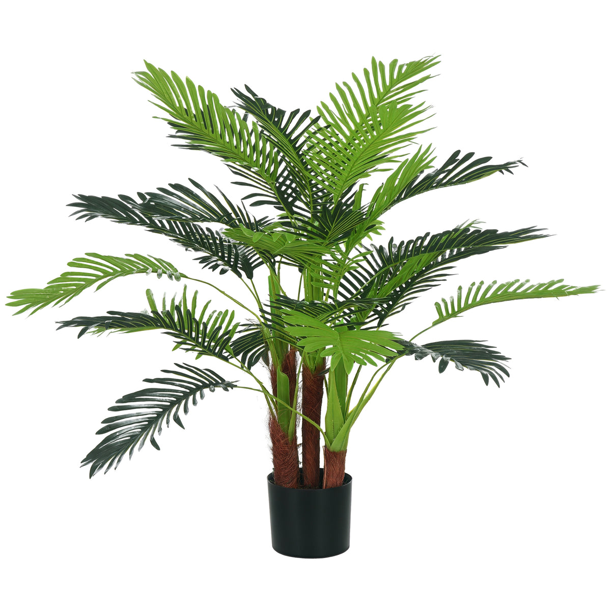 HOMCOM Künstliche Palme, 1 m, realistische Zweige, Dekorationspflanze, Kunststoff, mit Topf, Braun+Grün