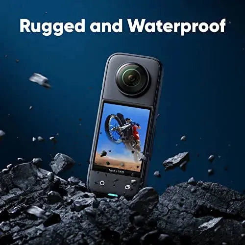 Insta360 X3 Waterproof 360° Action Camera Motorcycle Bundle – 1/2″ 48MP Sensor, Dual-Lens Immersive Capture