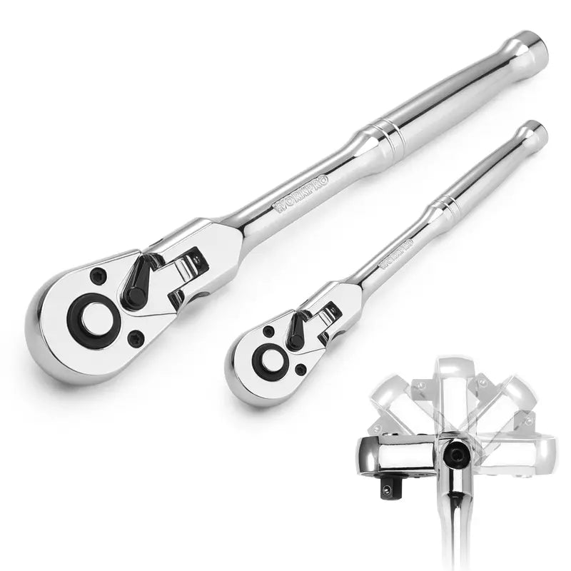 WORKPRO Flex-Head Ratchet Set — 2 or 4-Piece, Multiple Drive Sizes Including Stubby Options